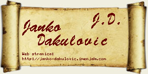 Janko Dakulović vizit kartica